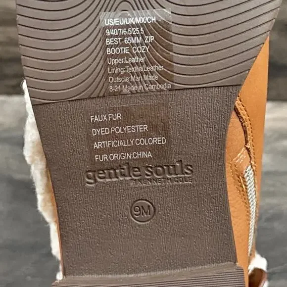 NIB Gentle Souls by Kenneth Cole 9M Best 65MM Zip Bootie Cozy Ankle Boots - Picture 9 of 11
